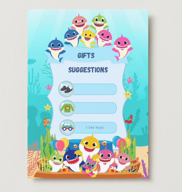 baby shark interactive birthday invitation