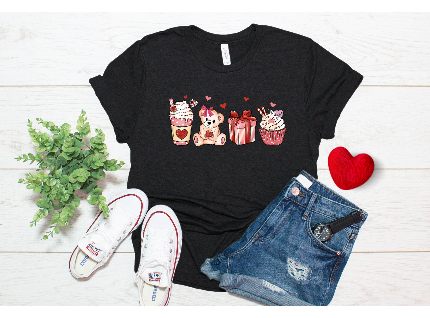 Teddy Bear Coffee Cupcake Valentine T Shirt - PeppaTree Design Store