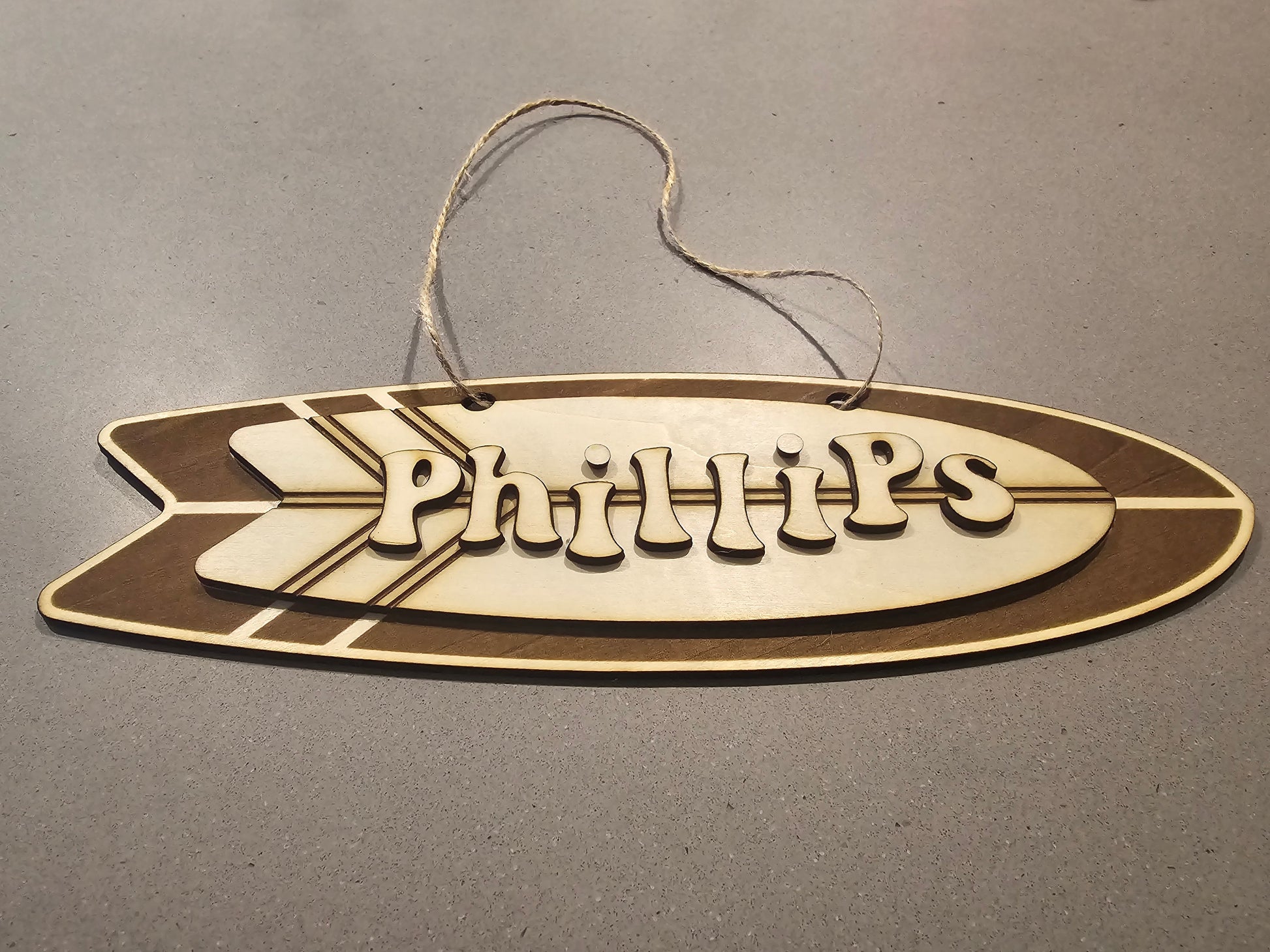 3D Surfboard Personalised Name Door Sign - PeppaTree Designs