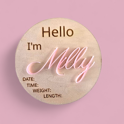 Hello I'm Name Baby Announcement Disc