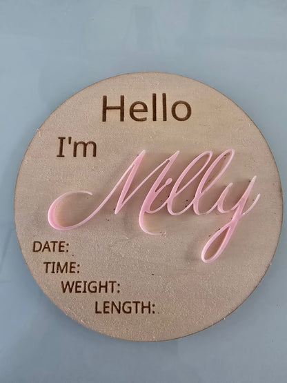 Hello I'm Name Baby Announcement Disc