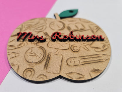Personalised Teacher Christmas Ornament - Apple