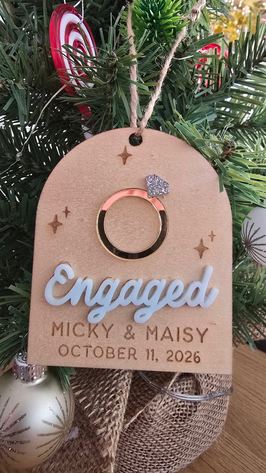 Engagement Ring Personalised Ornament - PeppaTree Designs