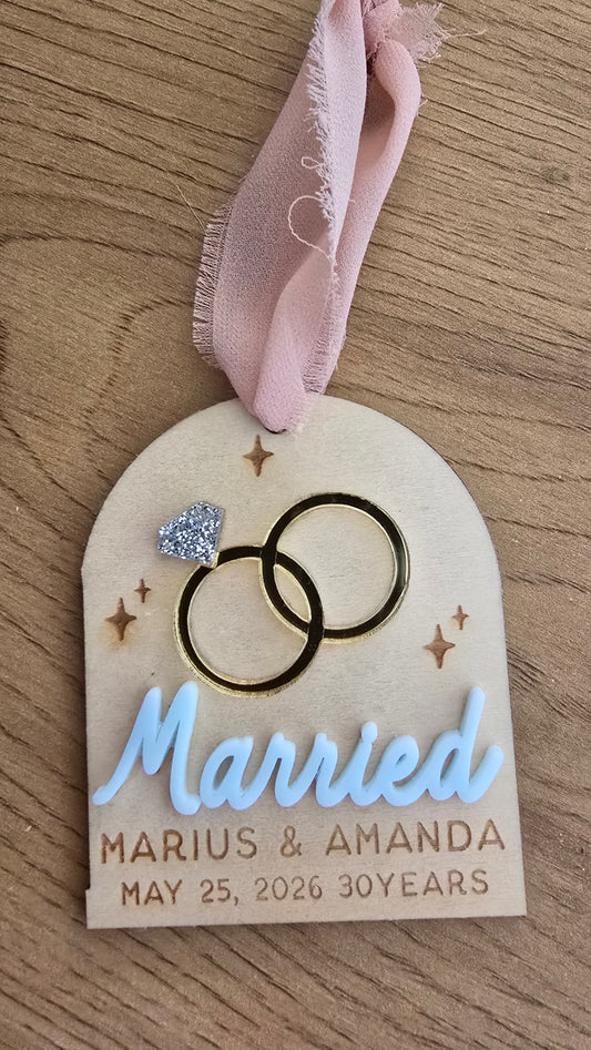 Wedding Ring Personalised Ornament - PeppaTree Designs