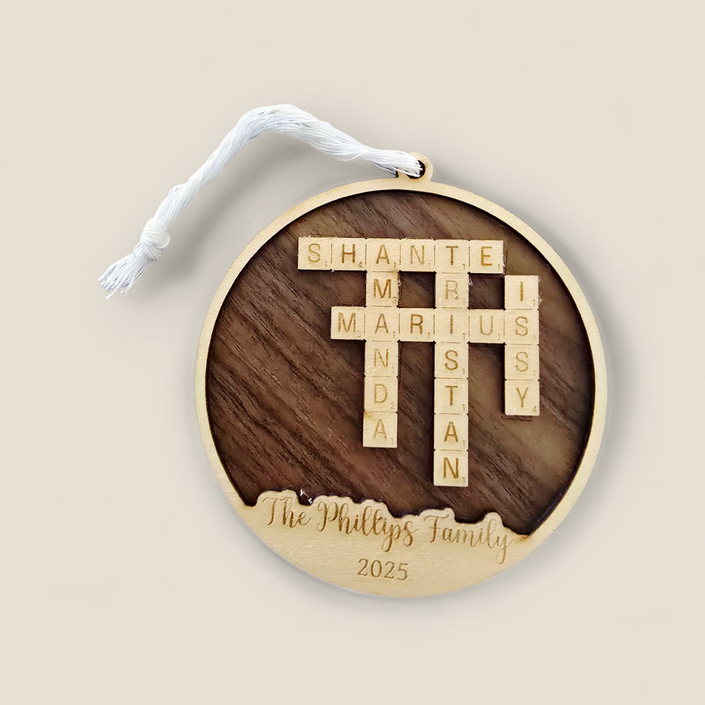Family Name Scrabble Crossword Ornament - Personalised