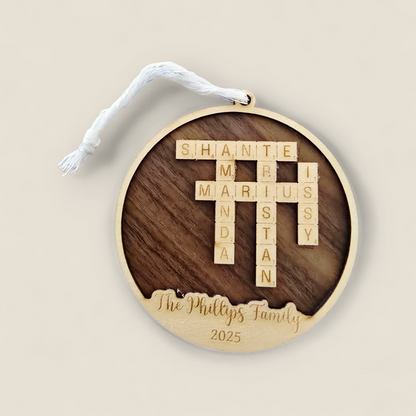 Family Name Scrabble Crossword Ornament - Personalised