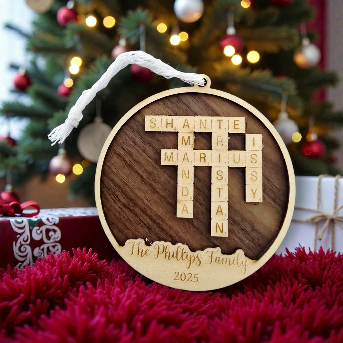 Family Name Scrabble Crossword Ornament - Personalised