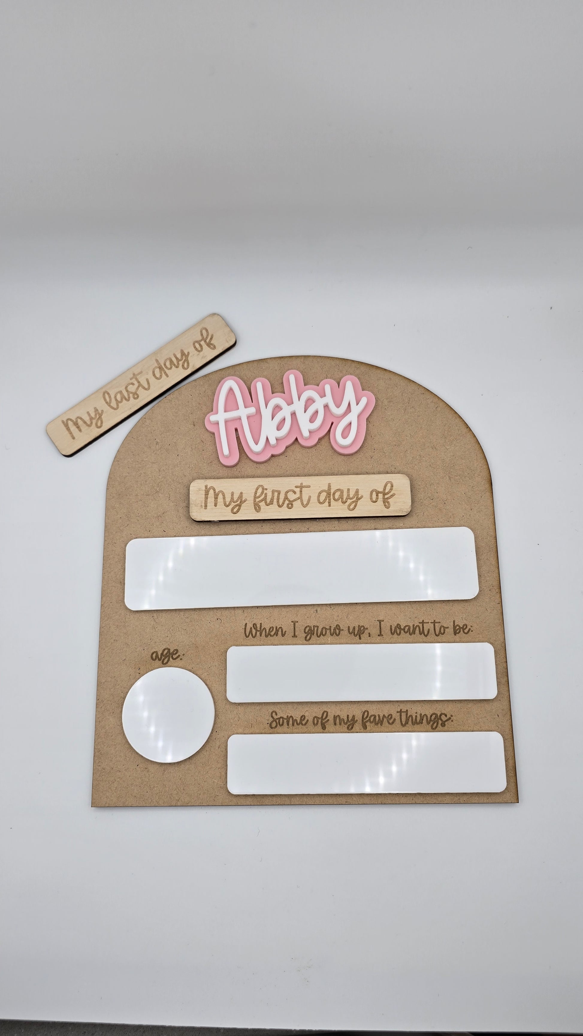 Decorative First Day Board by PeppaTree Designs with detailed wooden plaque for classroom or home use