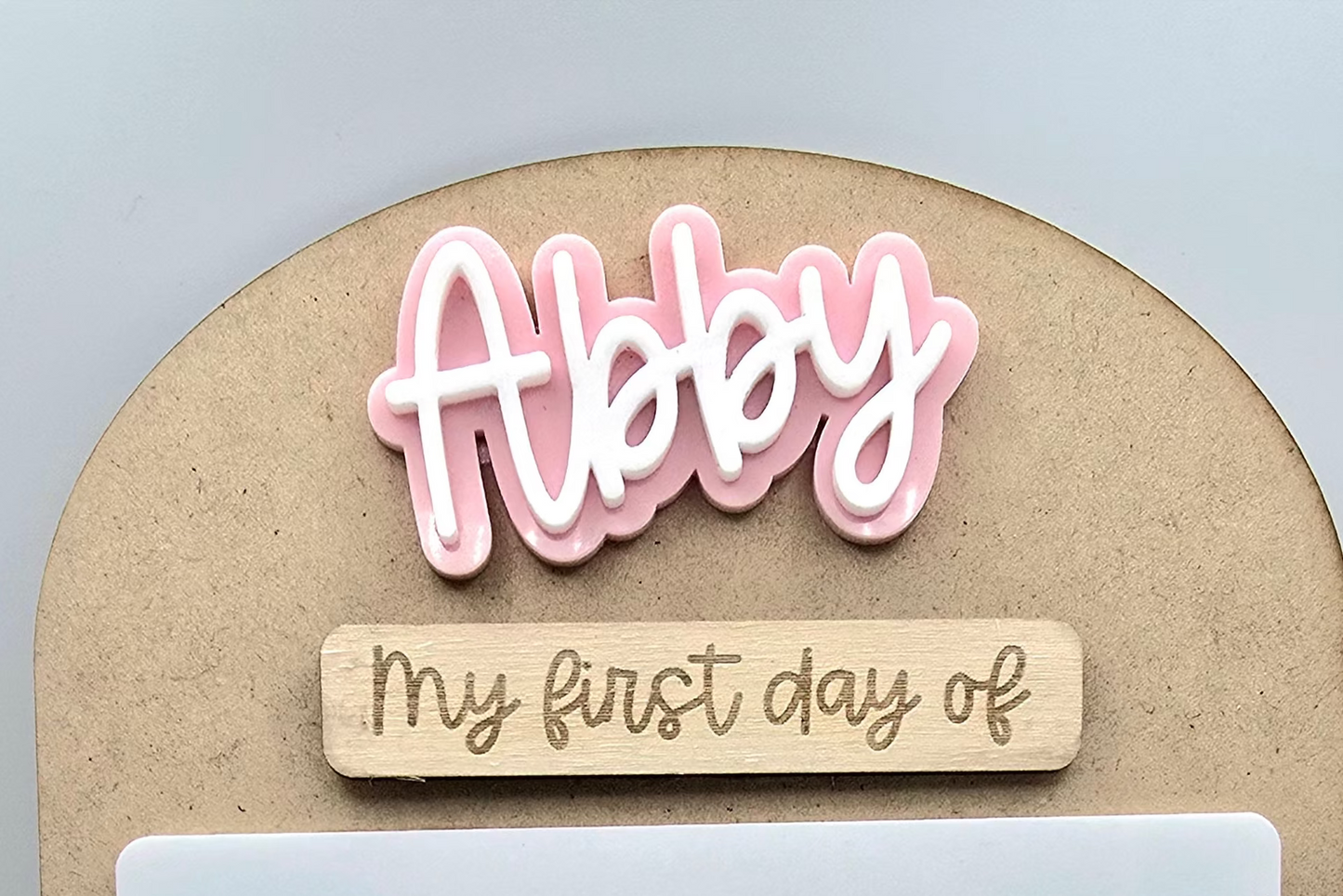 Decorative PeppaTree Designs First Day Board plaque with detailed artwork, ideal for classroom or home decor.
