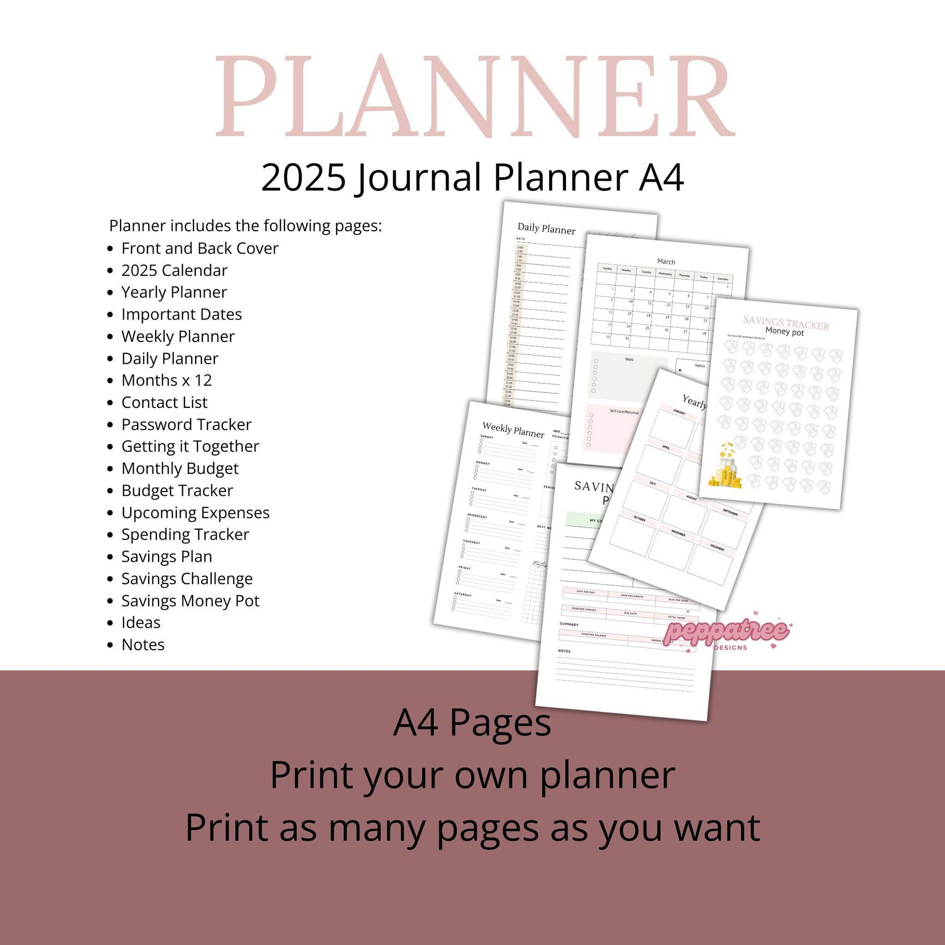 printable journal bundle PeppaTree Designs