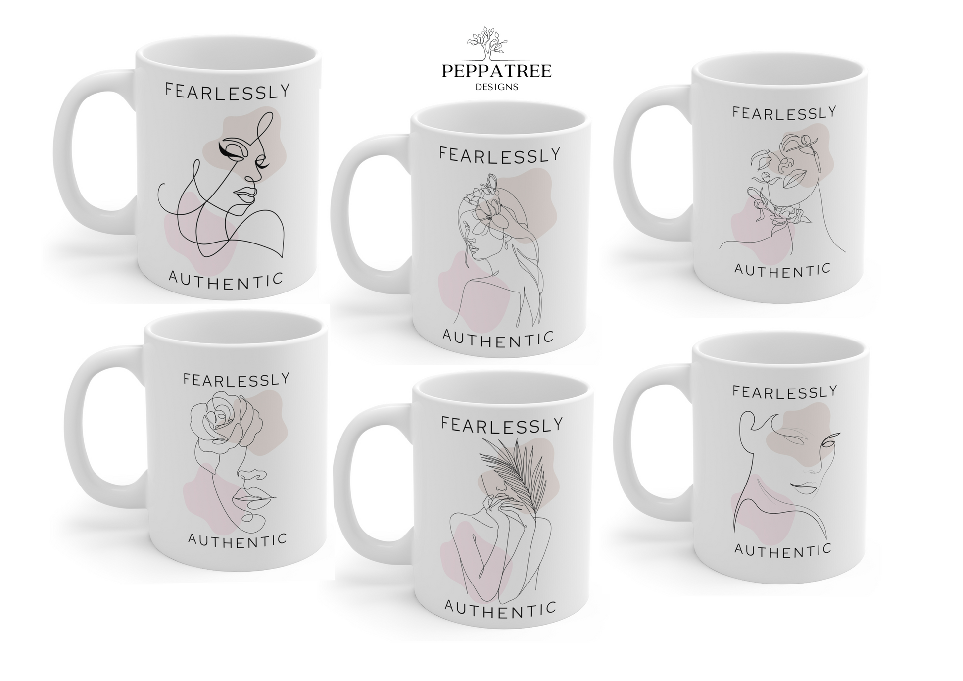 Fearlessly Authentic Coffee Mugs | 6 Designs | Individual Mug or Set of 6 | 11 oz - PeppaTree Design Store