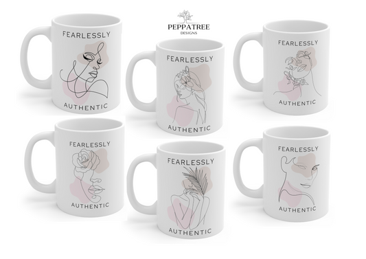 Fearlessly Authentic Coffee Mugs | 6 Designs | Individual Mug or Set of 6 | 11 oz - PeppaTree Design Store