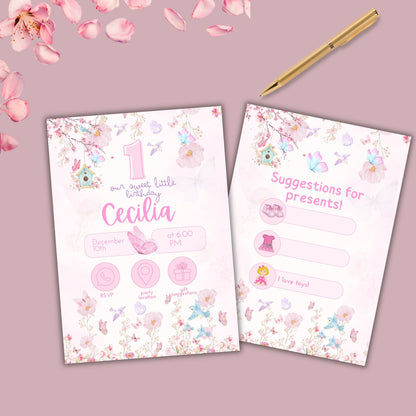 Editable Bird Birthday Party Invitation - PeppaTree Designs
