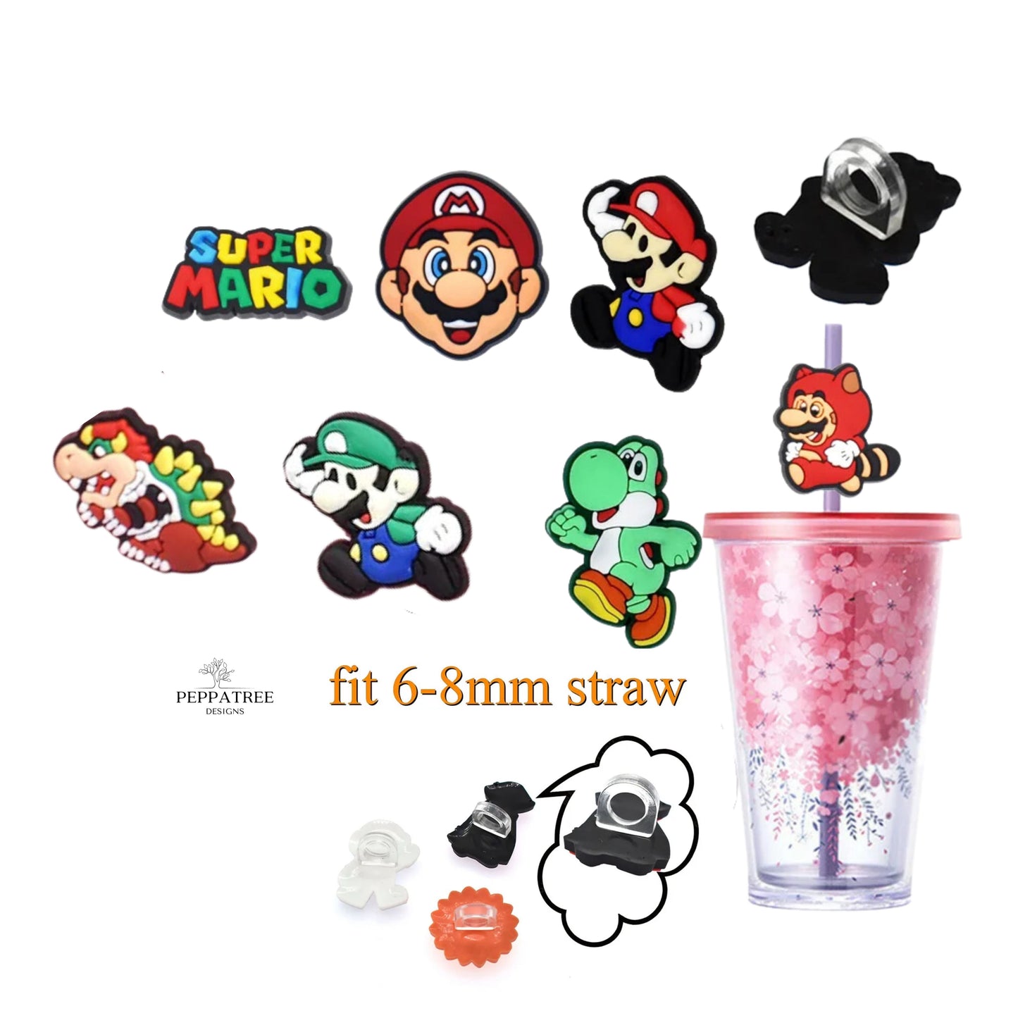 Pen Charms | Character Pen Straw Charms | Reusable Pen or Straw Charms | Tumbler or Stationary Accessories | Pen Buddies - PeppaTree Design Store