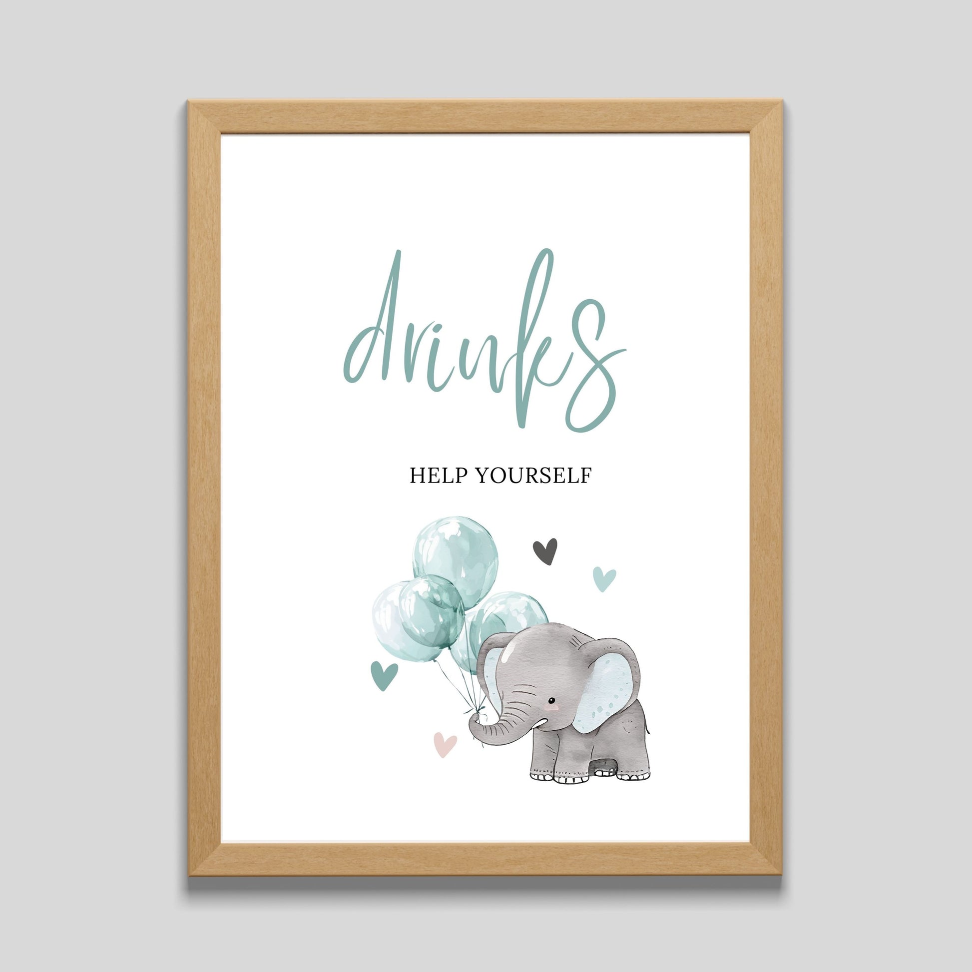 Elephant Baby Shower Drinks Table Sign - PeppaTree Designs