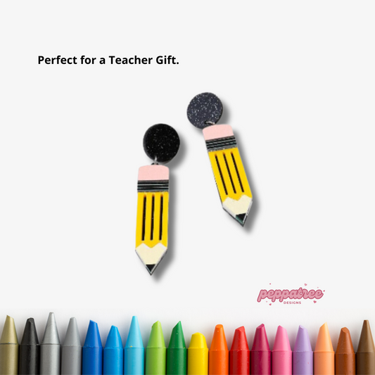 Pencil Acrylic Earrings - PeppaTree Designs