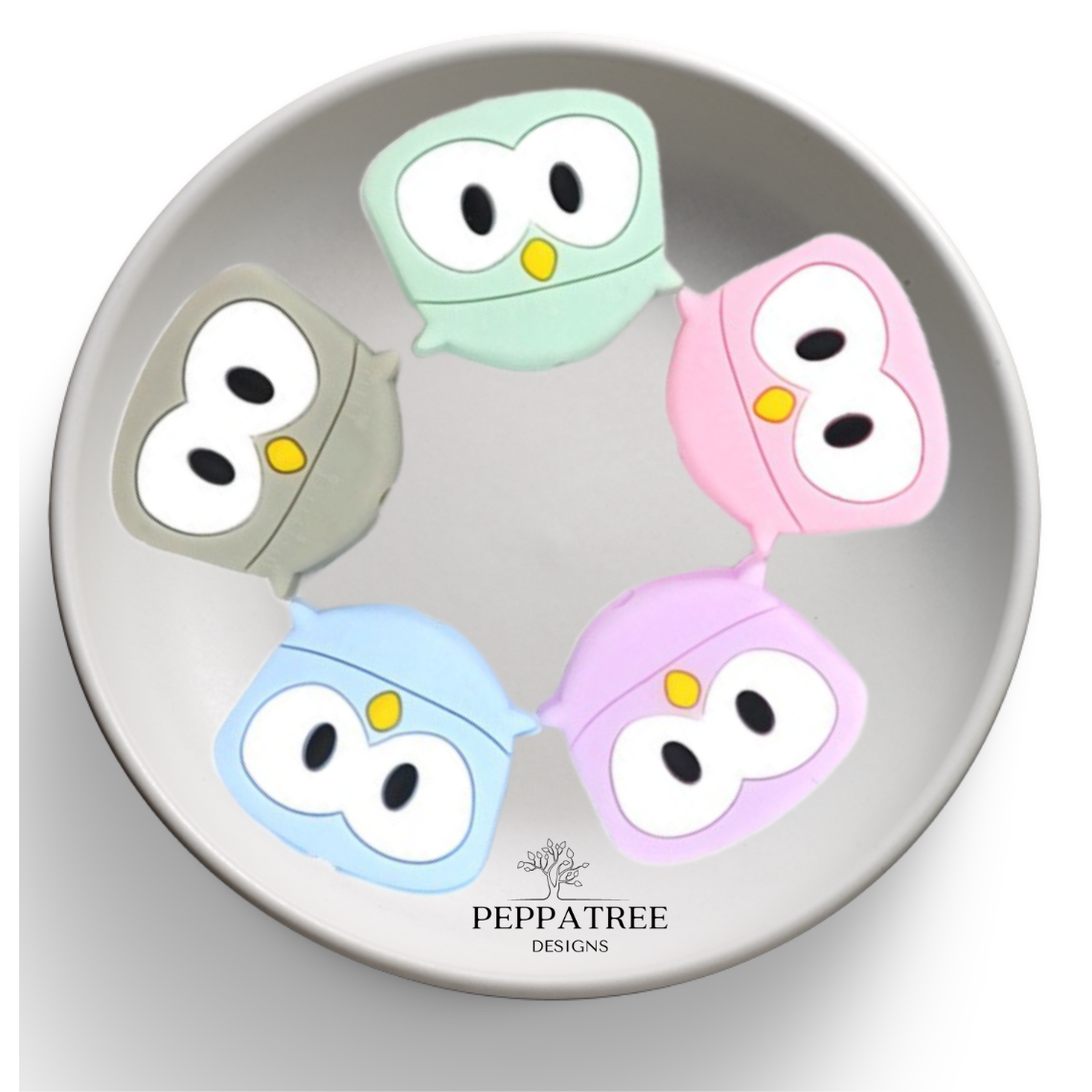 Owl Knitting Needle Stoppers Silicone  | 2 piece | AU | 5 Colours | Bulk Beads | Knitting Beads Crafting Beads - PeppaTree Design Store