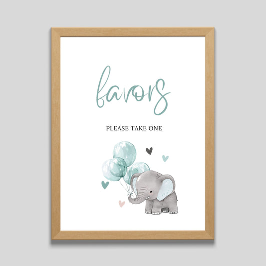 Elephant Baby Shower Favors Table Sign - PeppaTree Designs