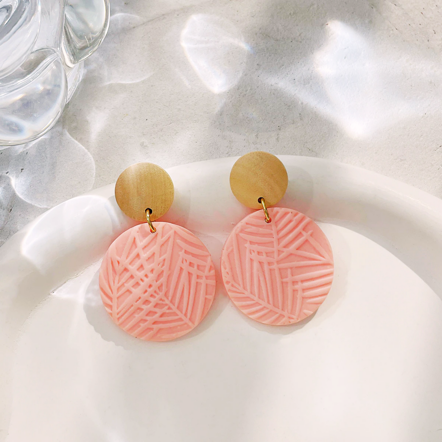 Coastal Leaf Polymer Clay and Wood Dangle Earrings | Various Styles - PeppaTree Design Store