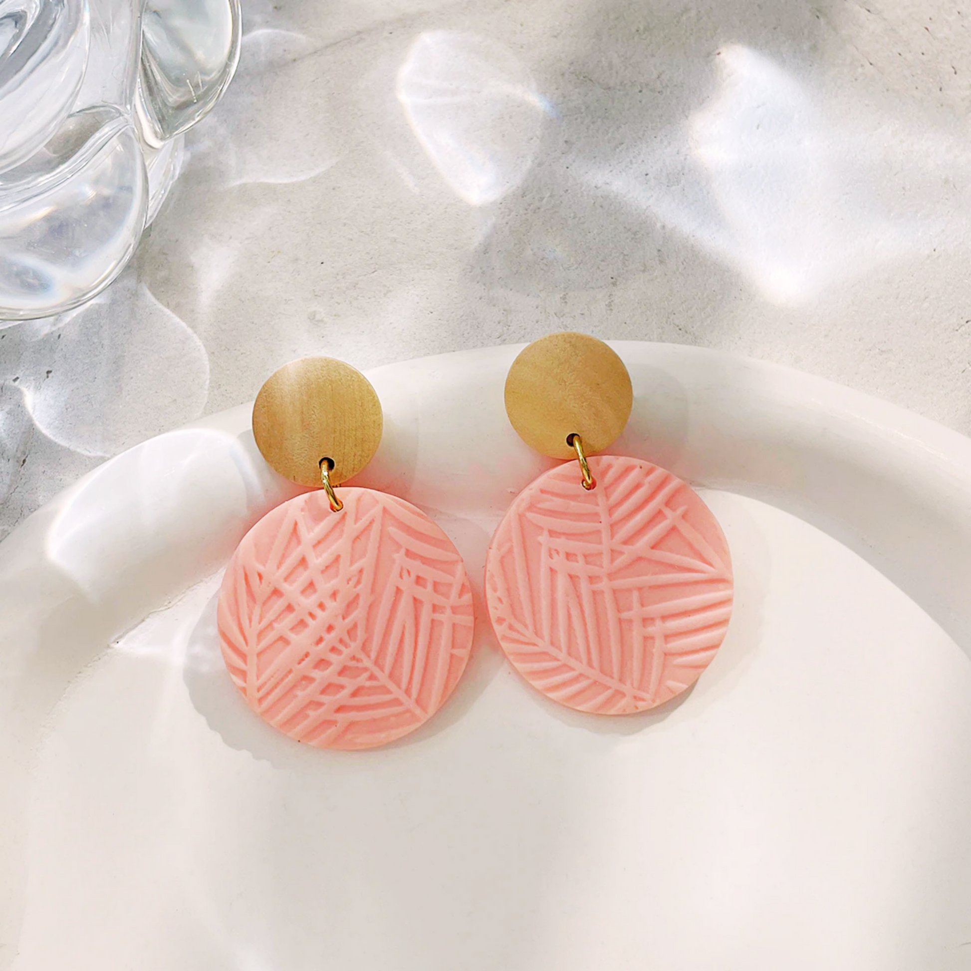 Coastal Leaf Polymer Clay and Wood Dangle Earrings | Various Styles - PeppaTree Design Store