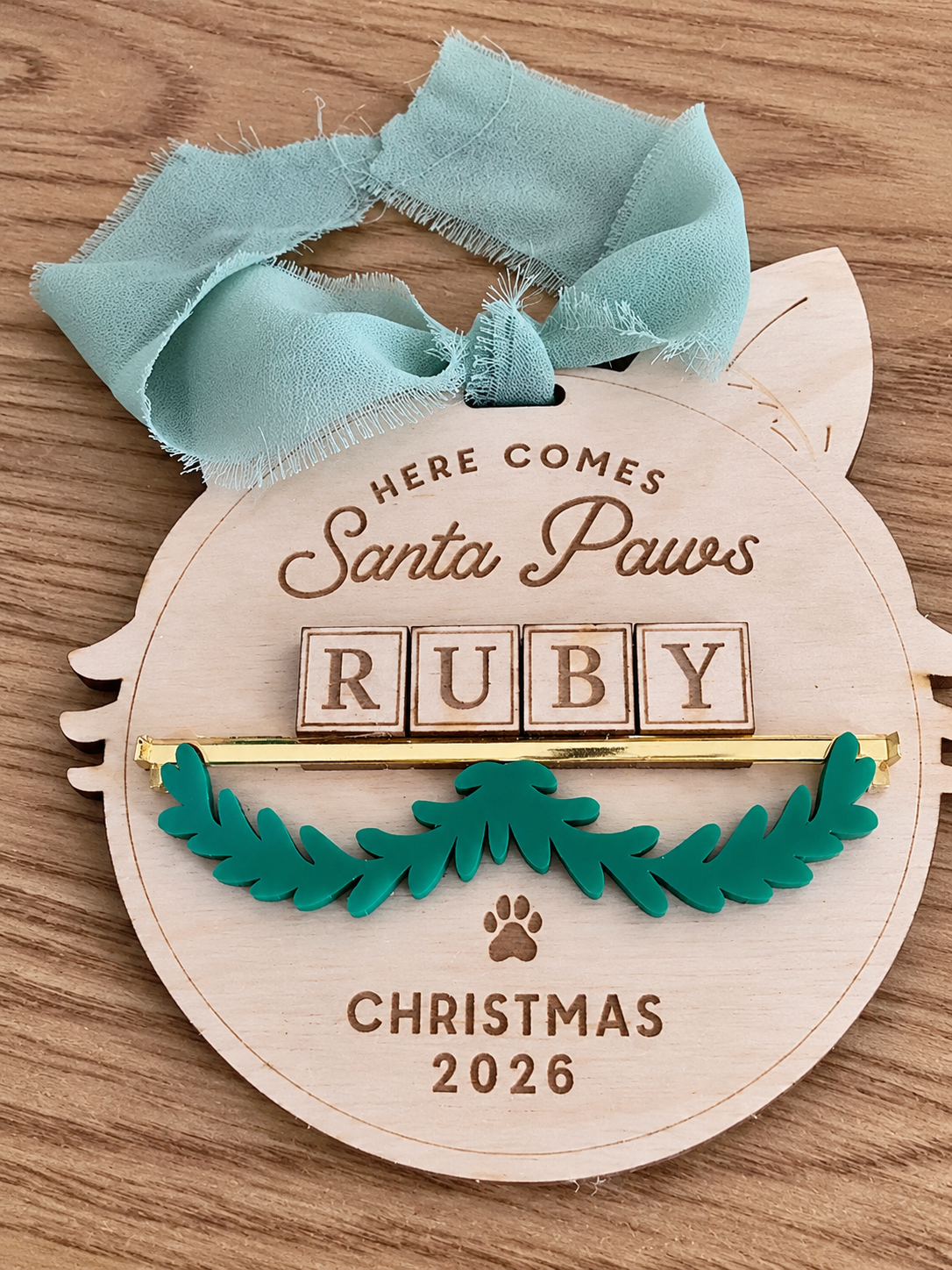 Cat Santa Paws Mantle Ornament