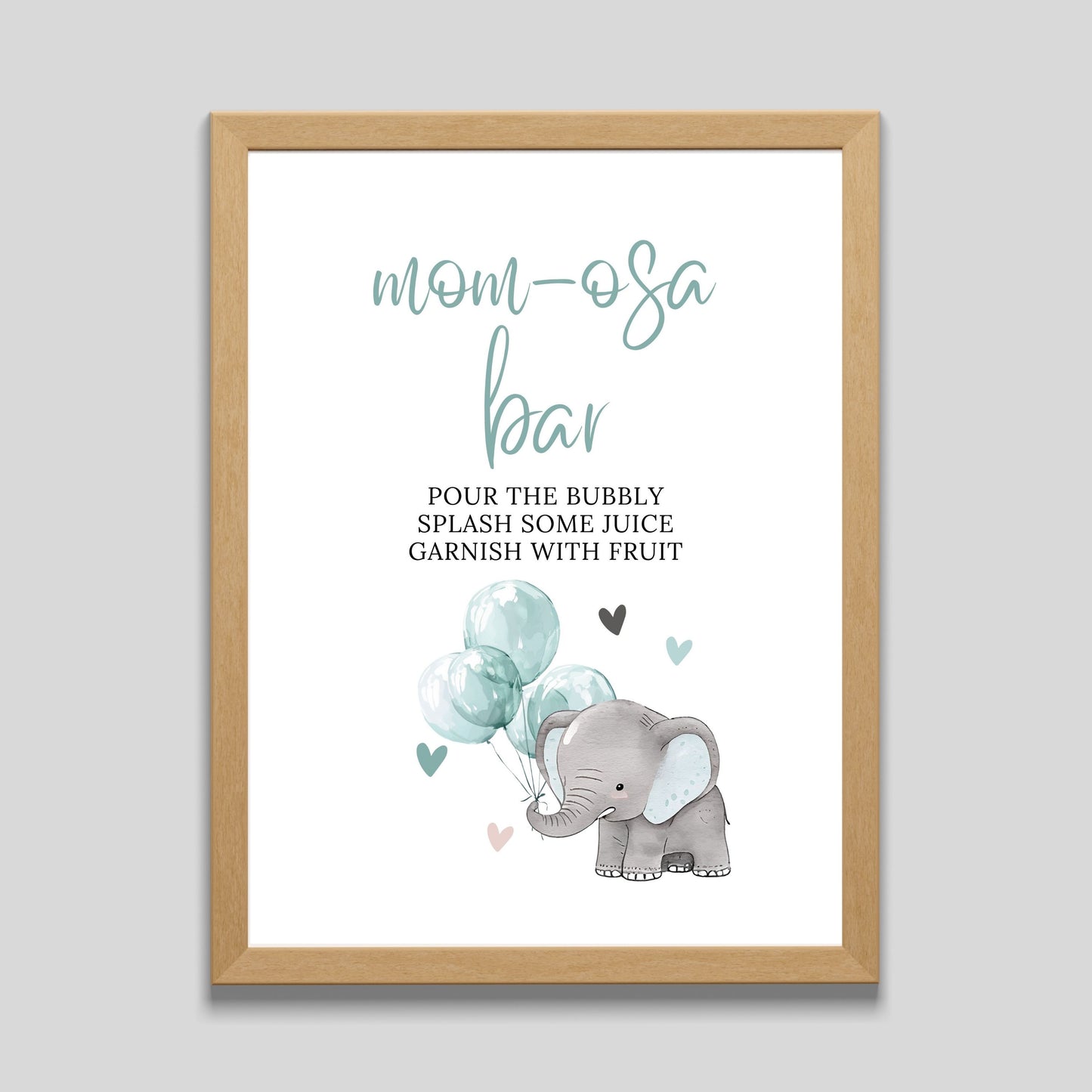 Mom-Osa Bar Sign Elephant Baby Shower - PeppaTree Designs