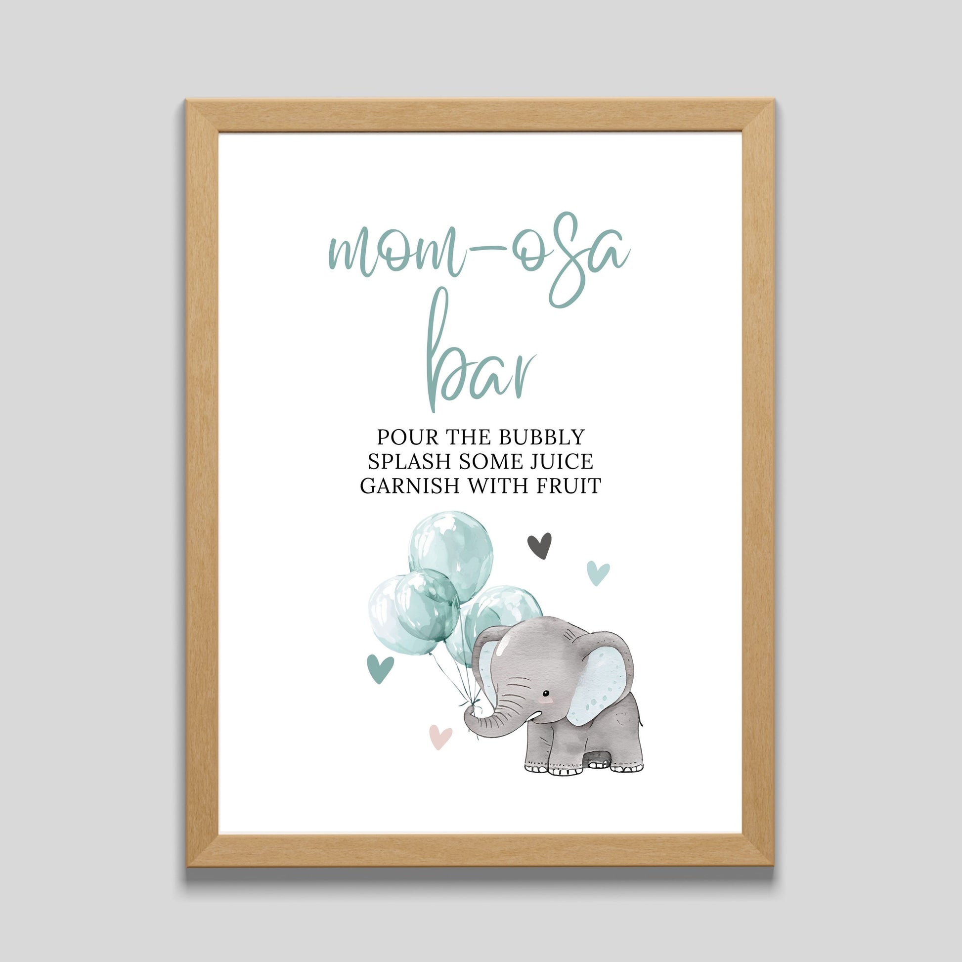 Mom-Osa Bar Sign Elephant Baby Shower - PeppaTree Designs