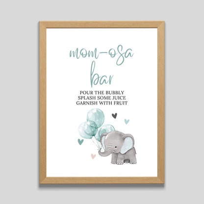 Mom-Osa Bar Sign Elephant Baby Shower - PeppaTree Designs