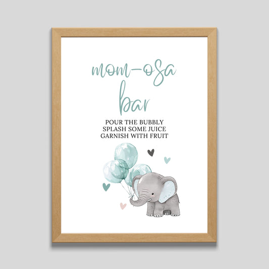 Mom-Osa Bar Sign Elephant Baby Shower - PeppaTree Designs