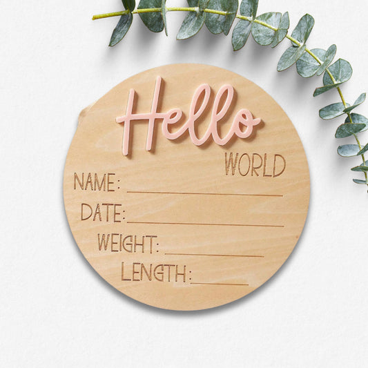 Hello World Baby Announcement Disc