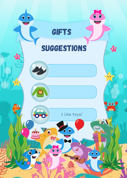 Printable Shark Ocean Birthday Invitation #3307 - PeppaTree Designs