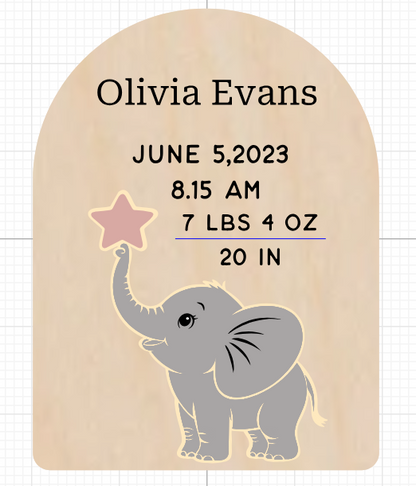 Elephant Nursery Decor | Custom Baby Name Births Stats Plaque