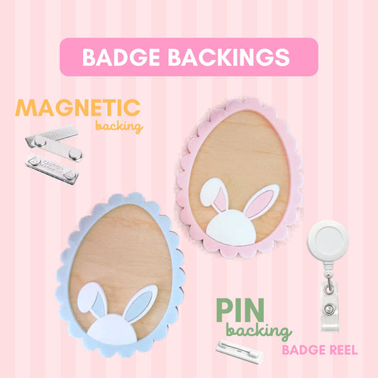 Easter-themed badge name tag with colorful design by PeppaTree Designs, perfect for spring events and celebrations.