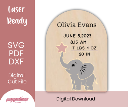 Elephant Nursery Decor | Custom Baby Name Births Stats Plaque