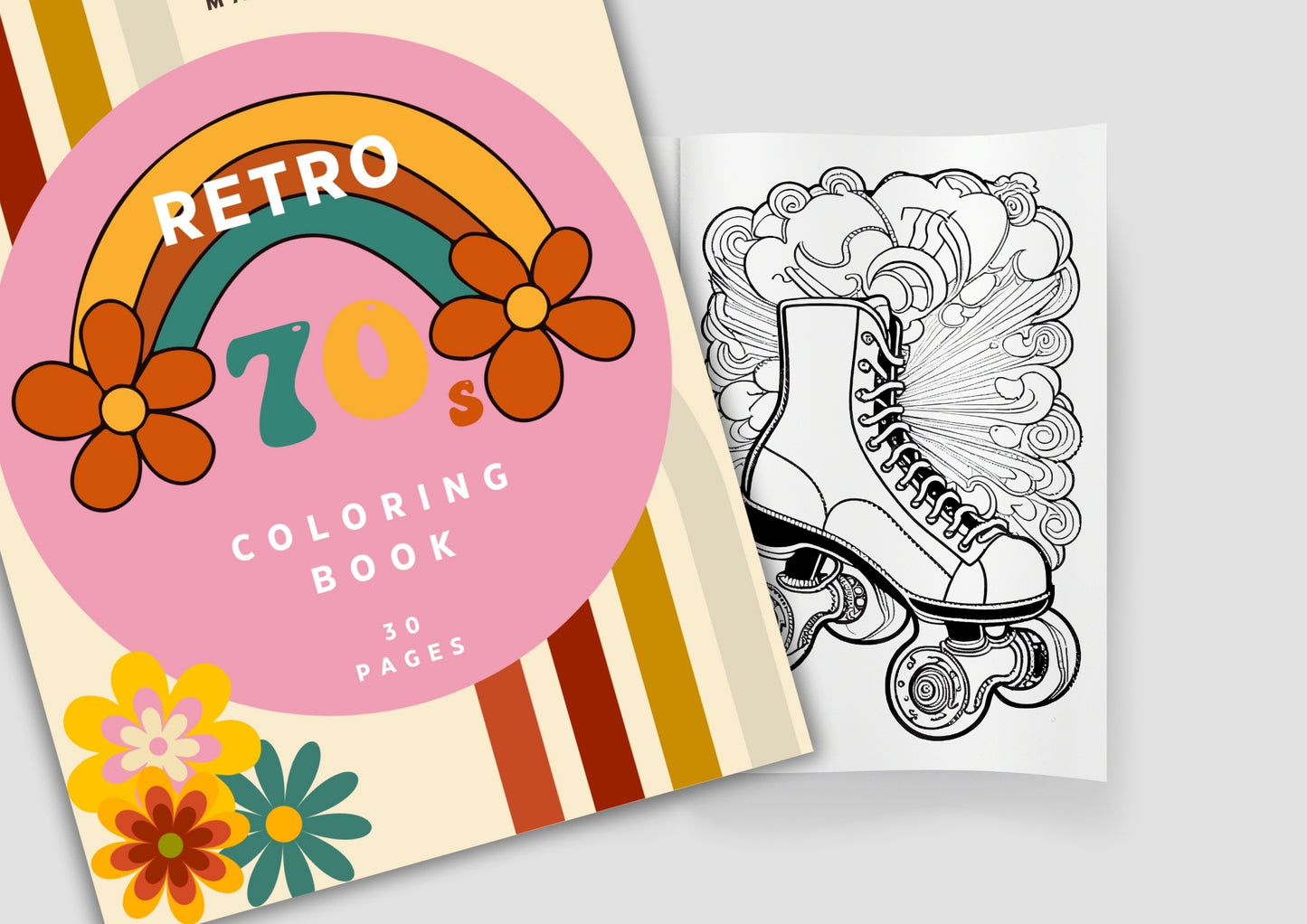 70's Retro Style Coloring Book | 30 Designs - PeppaTree Designs