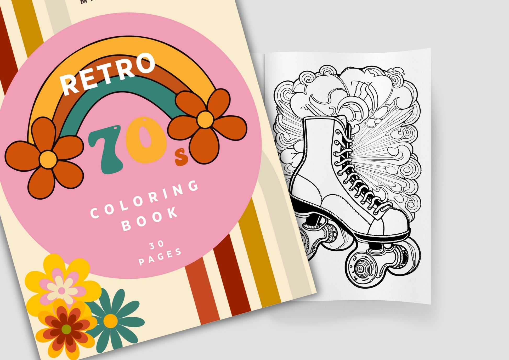 70's Retro Style Coloring Book | 30 Designs - PeppaTree Designs