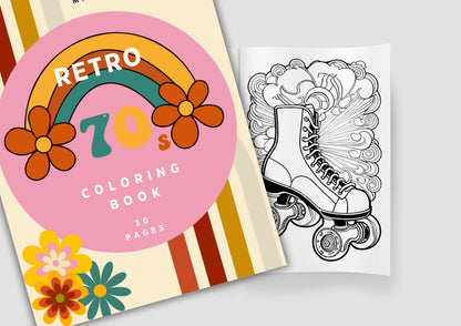 70's Retro Style Coloring Book | 30 Designs - PeppaTree Designs