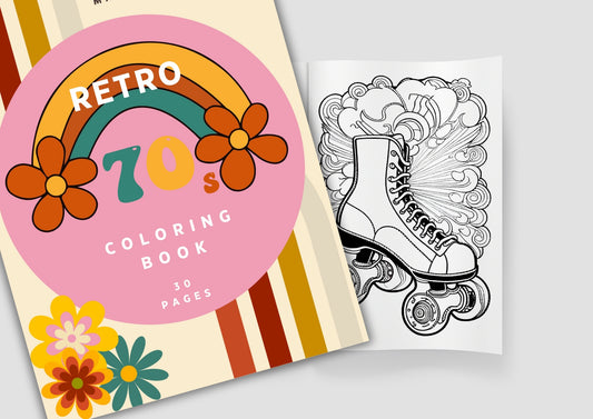 70's Retro Style Coloring Book | 30 Designs - PeppaTree Designs
