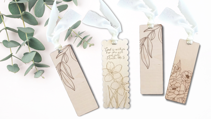 Flower and leaves faith bookmarks by PeppaTree Designs featuring botanical designs for spiritual inspiration.