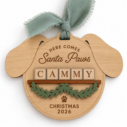 Dog Santa Paws Mantle Ornament