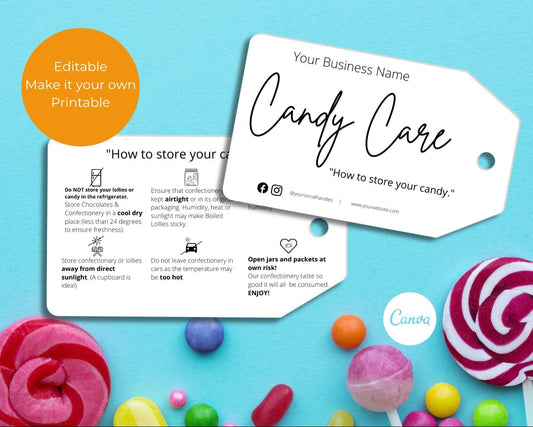candy care hang tags gift tags