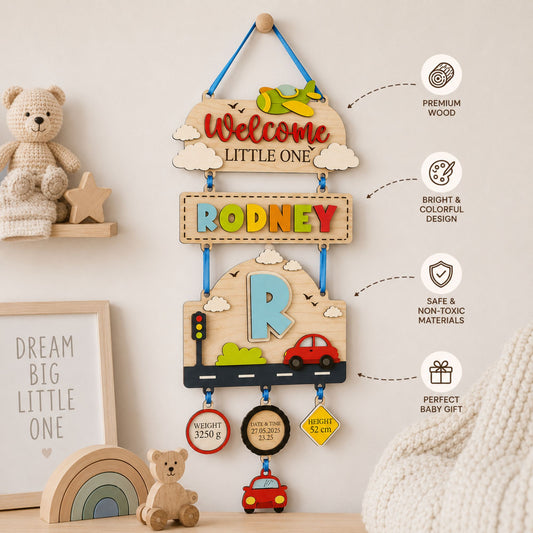 Personalised Car and Plane Nursery Name Sign