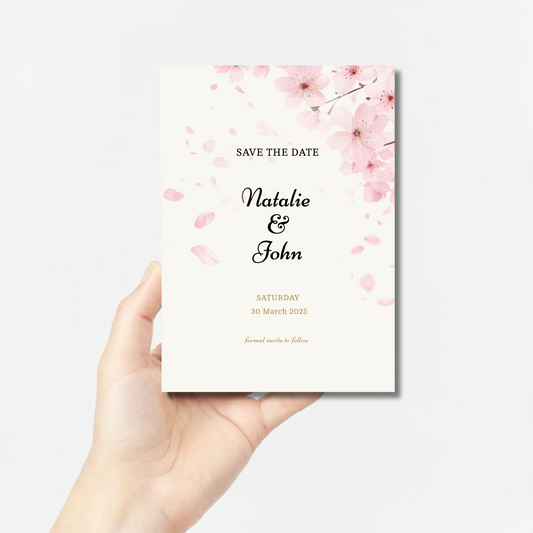 Cherry Blossom Save the Date Invitation - PeppaTree Designs