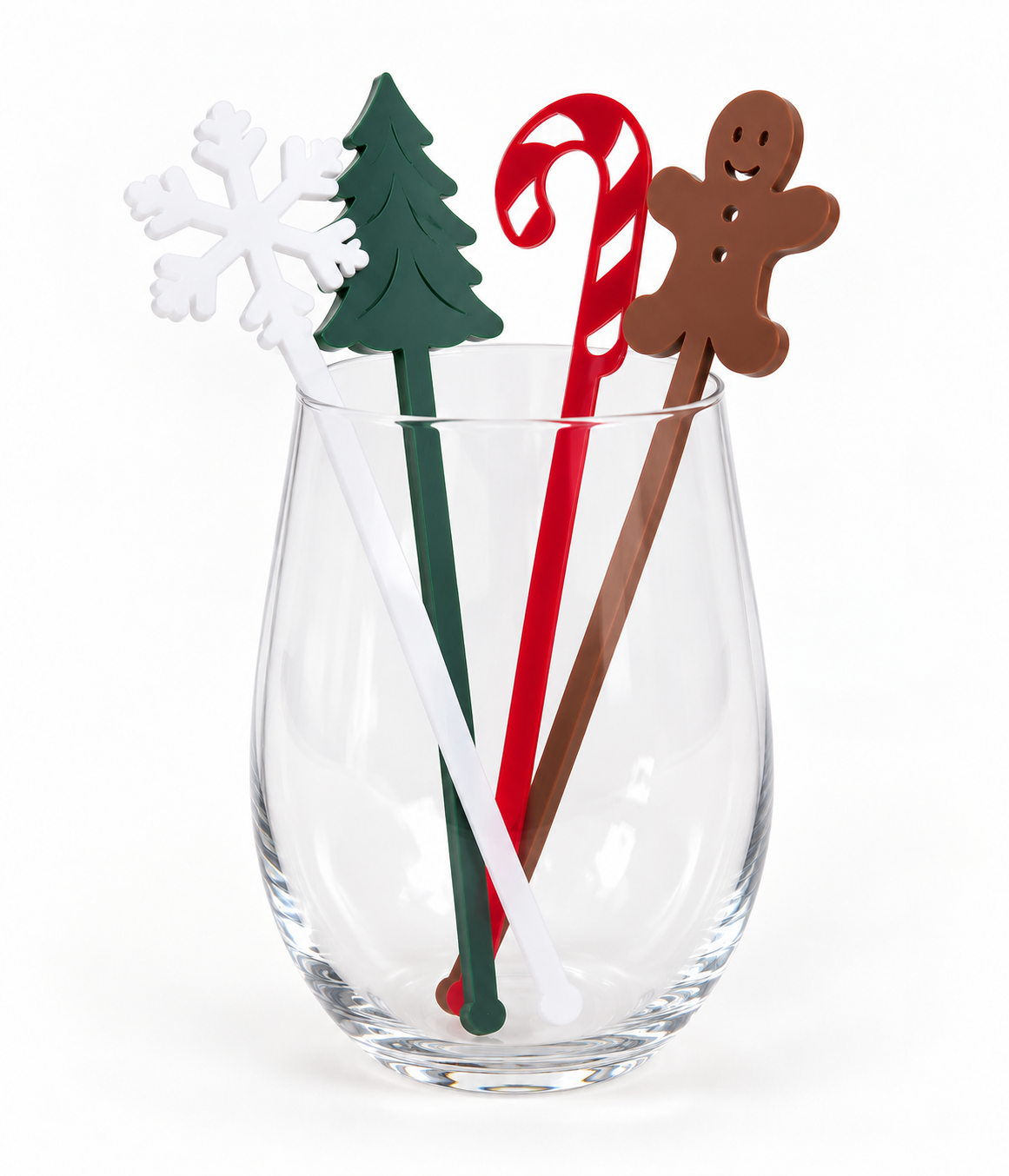 PeppaTree Designs Christmas stir sticks, 5-piece festive party decor set in a glass