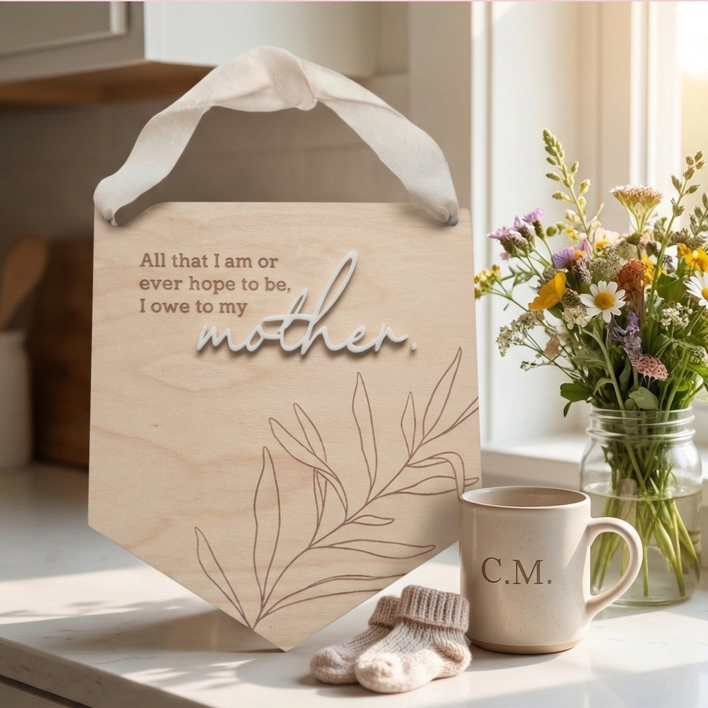 PeppaTree Designs wall sign with "For the mom who never asked for credit" message, decorative home decor for moms.