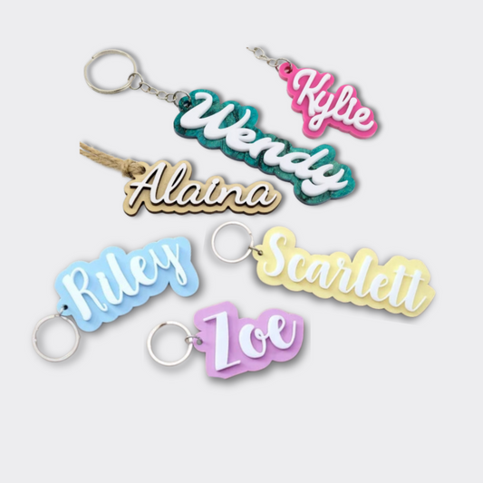 Acrylic Bag Tag - 3D Bag Tag - Personalised Acrylic Keyring - PeppaTree Designs