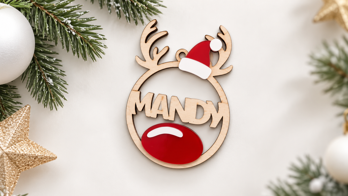 Reindeer Ornament - Personalised - PeppaTree Designs