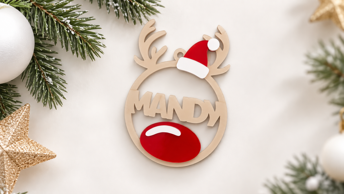 Reindeer Ornament - Personalised - PeppaTree Designs