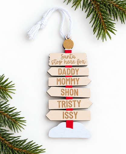 North Pole Name Sign Ornament - Personalised