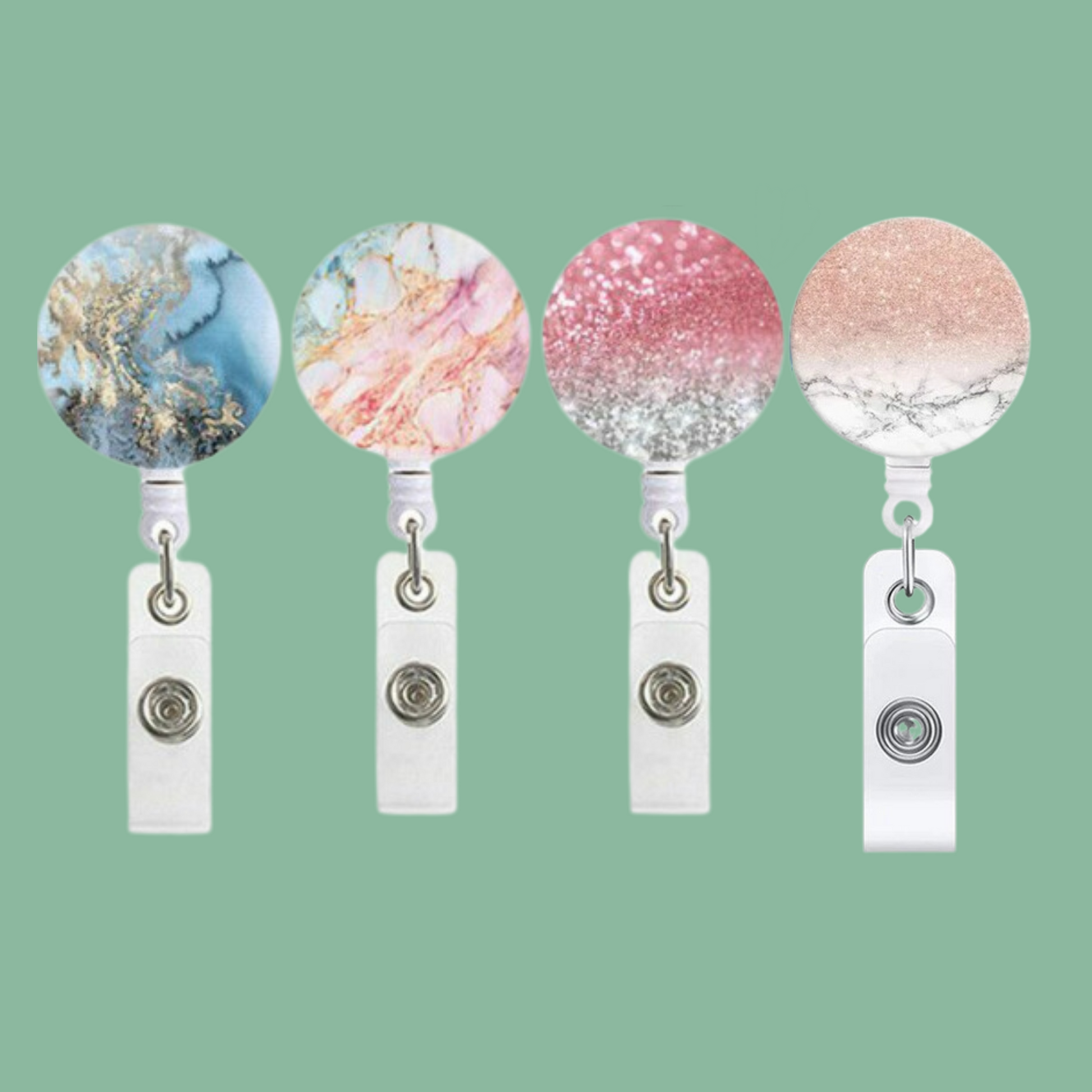 Marble Retractable Badge Reel for Name Badge Holders or Id cards - PeppaTree Design Store